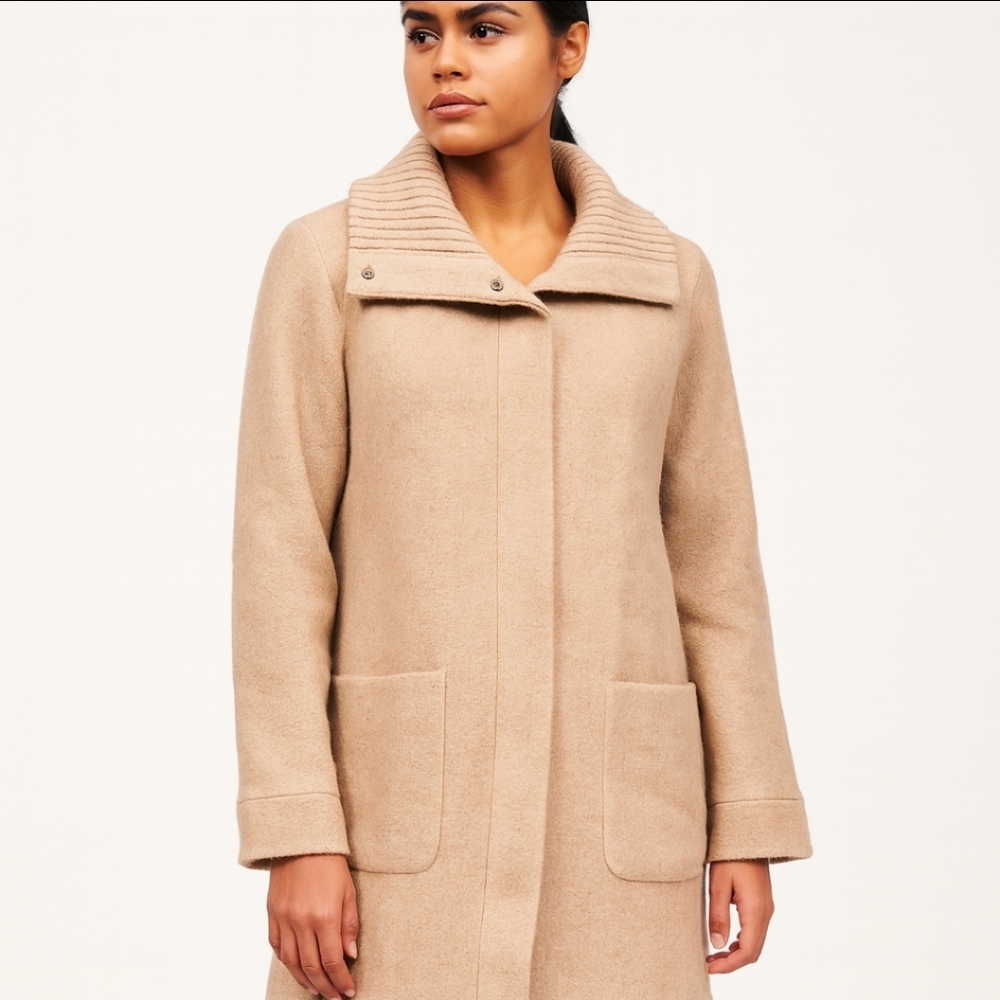 Centigrade Tan Wool Quiet Luxury Chunky Old Money Womens Coat Sz L
